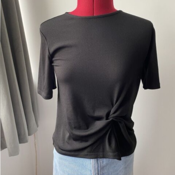 Topshop Basic Black Knotted Top